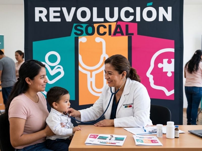 Médico voluntario brindando consulta en jornada comunitaria